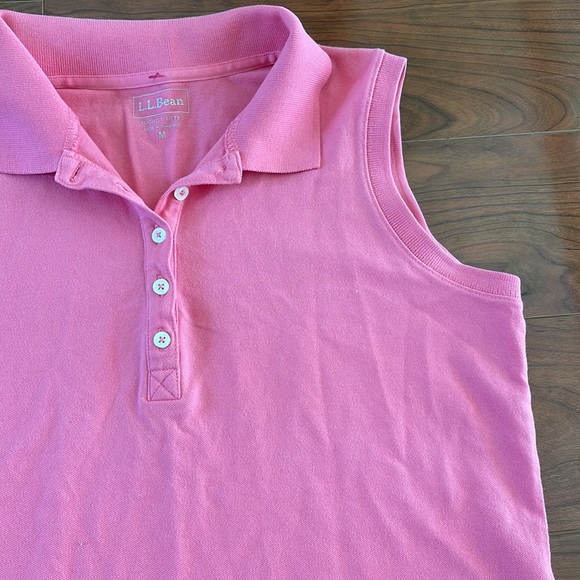 L.L. Bean Pink Half Button Down Sleeveless Shirt Top - Picture 6 of 10